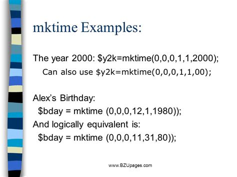 use of mktime in php